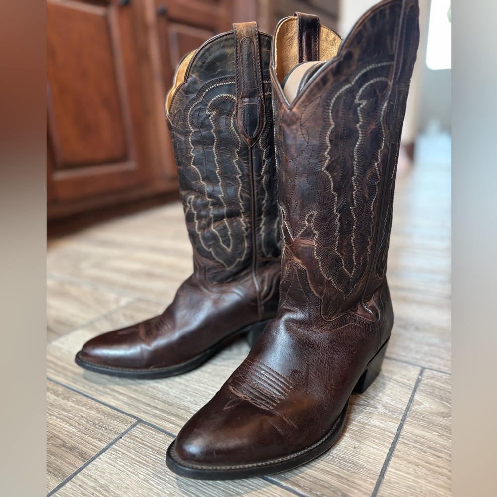 Brown Leather Cowboy Boots J.B Dillon 8 1/2